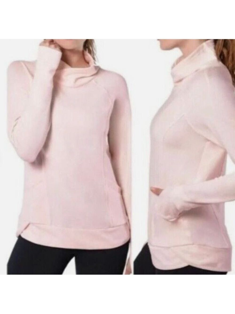 Yogalicious Hooded Pullover Cowl Neck Small Ballerina Pink